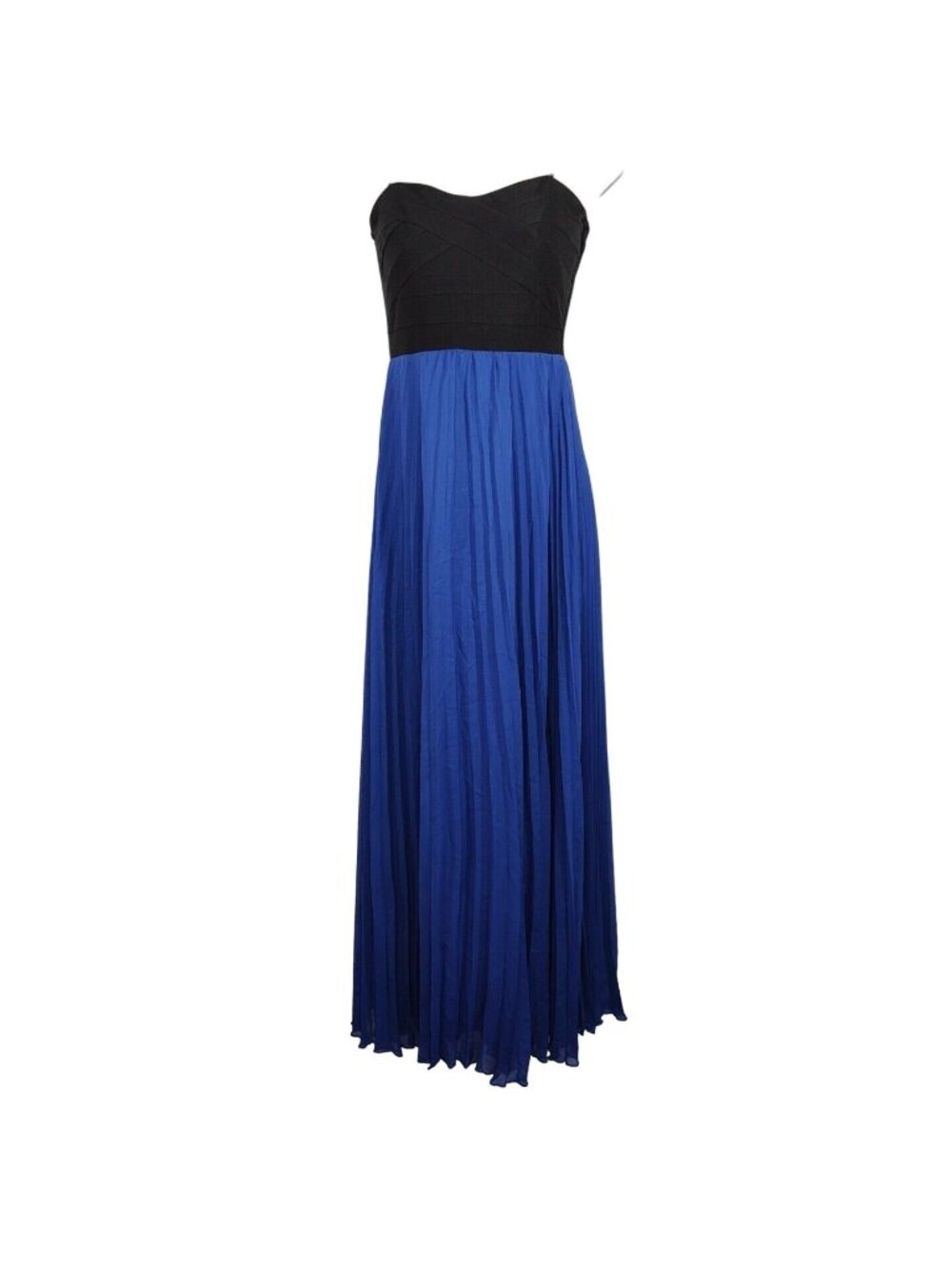 Crystal Doll Black Blue Pleated Maxi Strapless Dress Juniors Size 5 Party Formal